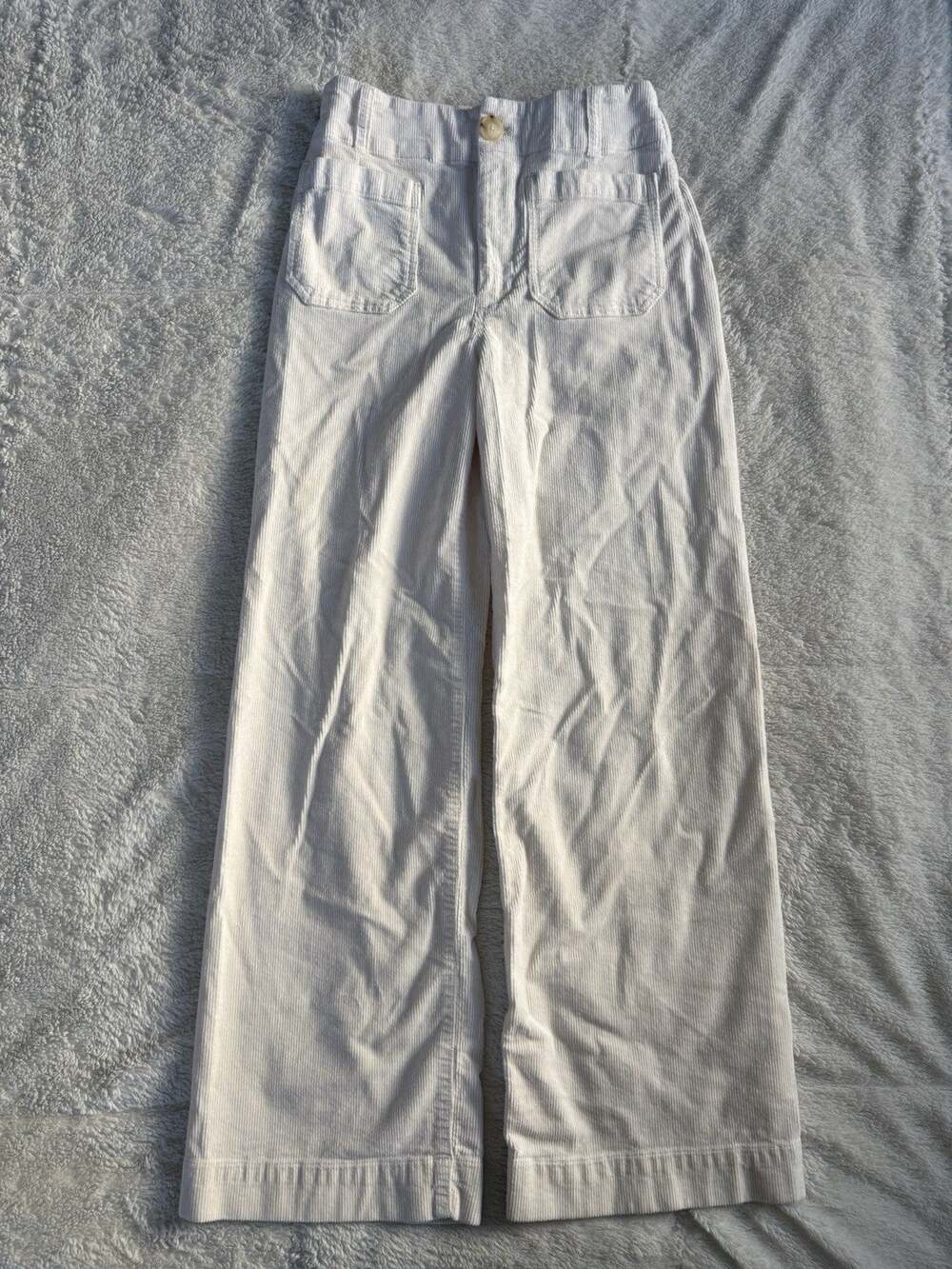 Anthropologie Maeve The Collette Pants Cream Cords Cropped Wide Leg Sz 26T Tall